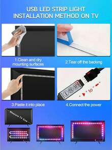 1pc RGB LED Light Strip, USB 5V Power Supply, 3-Button Controller, Suitable For Home Decor, Party, Holiday, Living Room Lighting, Bedroom And TV Background Light - RGB - View 8