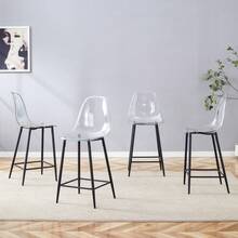 Black Dining Chair, Transparent Plastic - 黑色 - 查看 3