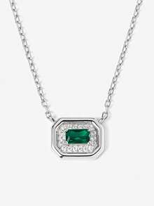 Elegant Luxury 925 Sterling Silver 18K Gold Plated Halo Necklace With Sapphire Blue, Ruby Red, Emerald Green Pave Zirconia For Women - Necklace - View 19