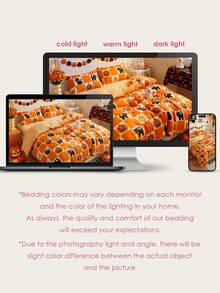 2/3pcs Halloween Print Duvet Cover Set, Button Closure Duvet Cover, Includes 1 Duvet Cover And 1/2 Pillowcases, No Duvet Insert, Suitable For Single/Double/Queen/King All Sizes, Home School Dorm Bedding, Machine Washable - Multicolor - View 9