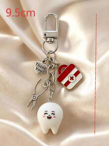 1pc/Multi-Piece Unisex Resin Cartoon Glow-In-The-Dark Expression Teeth Pendant Medical Box Pliers English Letter Charm Keychain Creative Bag Key Hanger - Multicolor - View 10