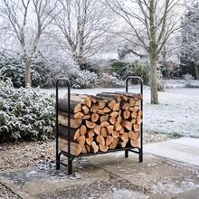 Soporte para leña  de alta resistencia - Cubierta impermeable, estructura metálica robusta, almacenamiento  para chimeneas, patios y fogatas - Uso exterior/interior - 4 pies - Ver 1