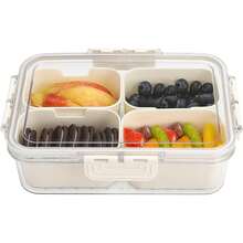 THELIFE Kotak Snack 2/4/8 Kompartemen, Piring Daging Portabel untuk Perjalanan dengan Tutup, Kotak Penyimpanan Makanan Kulkas, Pengatur Snack Buah, Kotak Penyimpanan Terbagi, Kotak Salad, Menjaga Kesegaran Lebih Lama, Aksesoris Dapur, Persiapan Makanan, Peralatan Dapur. - View 11