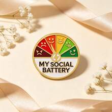 "MY SOCIAL BATTERY" Funny Mood Indicator Lapel Enamel Pins And Brooches Badge Pins For Backpacks Bags Backpack Cool Decoration Friend For Gifts - Multicolor - View 11