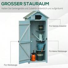 Garden Storage Cabinet Tool Shed With Shelves And Windows, 77 X 54.2 X 179 Cm, Wood In Light Blue And Green, Asphalt Roof For Garden & Terrace - Light Blue - View 4