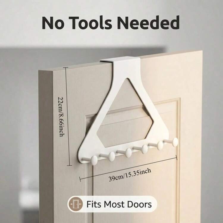 Large Upgraded Triangle Door Back Hook Rack Strong Load-Bearing No Drilling Required Hanging Clothes Bags Keys Hats Towels Robes Coats Organizer Storage Solution Perfect For Bedroom Bathroom Kitchen Dorm Room Home Organization Must-Have - Multicolor - View 3