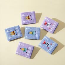 1pc Portable Lightweight Short Wallet For Girls, Towel Fabric Funny Cartoon Expression Embroidered Coin Purse, Multi-Card Slot Fabric Wallet With Transparent ID Window, Suitable For Travel, Commuting, Outdoor, Campus, Shopping, Gift For Teenage Girls - Multicolor - View 10