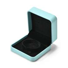 Oirlv Light Blue PU Jewelry Gift Box, Portable Ring Earring Necklace Bracelet Storage Case, Wedding Engagement Gift Packaging Box - Light Blue - View 12