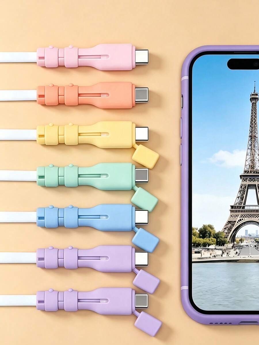 USB-C Charging Cable Protector, Anti-Breakage Protective Shell, Anti-Breakage Cable Organizer, Data Cable Protector, Suitable For Smartphones, Tablets And Laptops, Suitable For USB-C Charging Cables And Data Cables - Multicolor - View 1