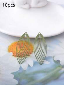 10pcs Oval Light Golden Hollow Leaf Charms Pendant Women's Fashion Tassel Earrings DIY Versatile Jewelry Decoration - C8987 - View 4