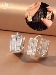 Hihho 1 Pair Luxury Commuter Style Ear Cuffs, Women's Earrings For Daily Wear, Commuting, Dating, Birthday, Evening Party, Gathering - Square - View 2