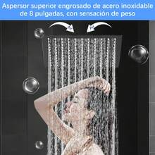 MB Large square black rainfall shower system, powerful spray, dual shower heads, sleek matte black finish, durable metal construction, smooth wall-mounted design, comfortable bathing experience - Negro mate - Ver 3
