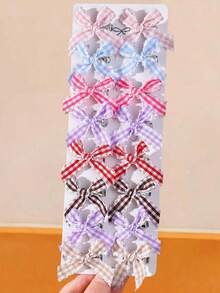 10pcs Girls Multi-Color Fabric Bow Hair Clips Hair Accessories Head Clips Back-Of-Head Clips Side Clips Alligator Hair Clips For Daily Use - Multicolor - View 6