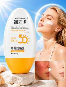 1/2 piezas Protector solar blanqueador SPF50+ PA+++ de 50g, resistente al agua y al sudor, protección UV con forma de huevo, hidratante ligero y no graso, formación rápida de película, sin manchas de maquillaje, adecuado para el uso diario, vacaciones en la playa y actividades al aire libre - Multicolor - Ver 1