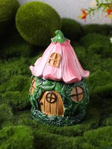 1件樹脂創意迷你景觀花朵蘑菇屋家居庭院裝飾手工飾品（手繪，不同批次可能略有色差） - 粉色 - 查看 13