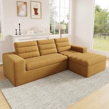 Modulsoffa L-Form, Orange 4 Sittplatser - Ingen Montering Krävs - Orange 4-sits - Visa 5