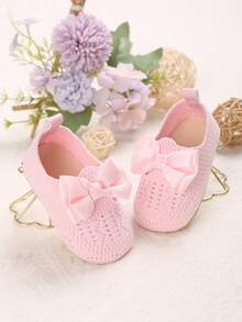 Spring/Summer Pink Fabric Sole Princess Shoes, Comfortable Walking Shoes For 0-12 Months Infants - Pink - View 2
