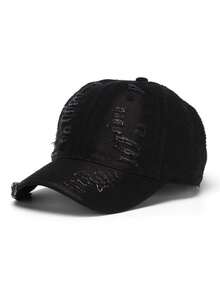 1pc Gradient Distressed Washed Baseball Cap, Fashion Vintage Ripped Edge Brim Soft Top Cap, Suitable For Daily Wear - Baseball Cap - View 9