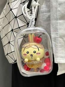 1pc Digital Data Cable Mini Storage Bag, Deep Space Color, Birthday Baby Style, 10cm High Transparent Thickened Blind Box Baby Bag, Double Zipper Dust-Proof Cotton Doll Walking Doll Bento Bag - View 4
