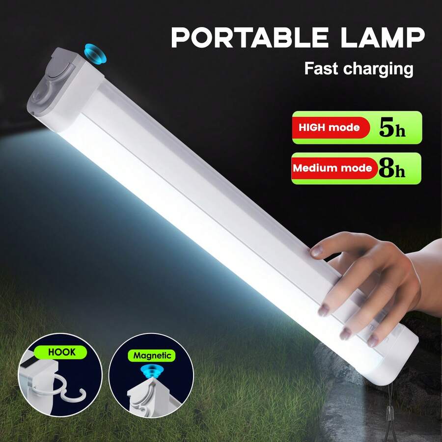 1pc LED Lighting Lamp, USB Fast Charging, Long Battery Life, Wide Lighting Range, Multiple Dimmable Modes, Magnetic Attachment And Convenient Hook, Portable, Suitable For Various Occasions, Can Be Used For Camping, Travel, Tents, Hiking, Street Vending, Car Repair, Wild Animal Deterrence, Photography Fill Light, Study Lighting, Farm, Power Outage Emergency