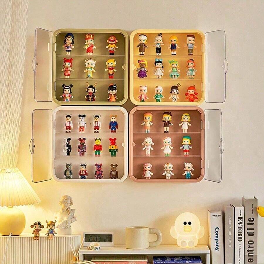 1 Mini Toy Display Case, Wall-Mounted Storage Box, Collectible Display Cabinet, Doll Display Stand, Desktop Display Storage Box, Desktop Storage Organizer