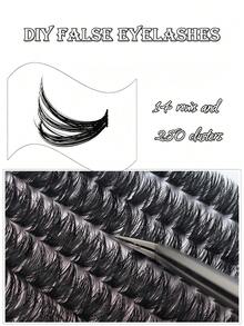 280pcs 60D Mixed Cluster False Eyelashes, 0.05mm D Curl 8-16mm Mixed Length, Voluminous Fluffy Russian Style Single Cluster Eyelashes, Soft Faux Mink DIY Eyelash Extensions, Suitable For Beginners, Halloween Christmas Holiday Eye Makeup - D - View 3