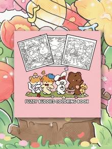 1pc "Springtime" CoCo Exquisite Spiral Bound Coloring Book, Marker Coloring, Featuring Super Cute Animal Characters, Simple Design Easy To Use, Relaxing And Soothing, Ideal Gift For Back To School And Holidays - Multicolor - View 3
