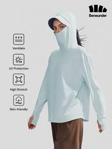 Beneunder Women's Cooling Sun-Protective Jacket (Loose Fit) AL010 - Baby Blue - View 1