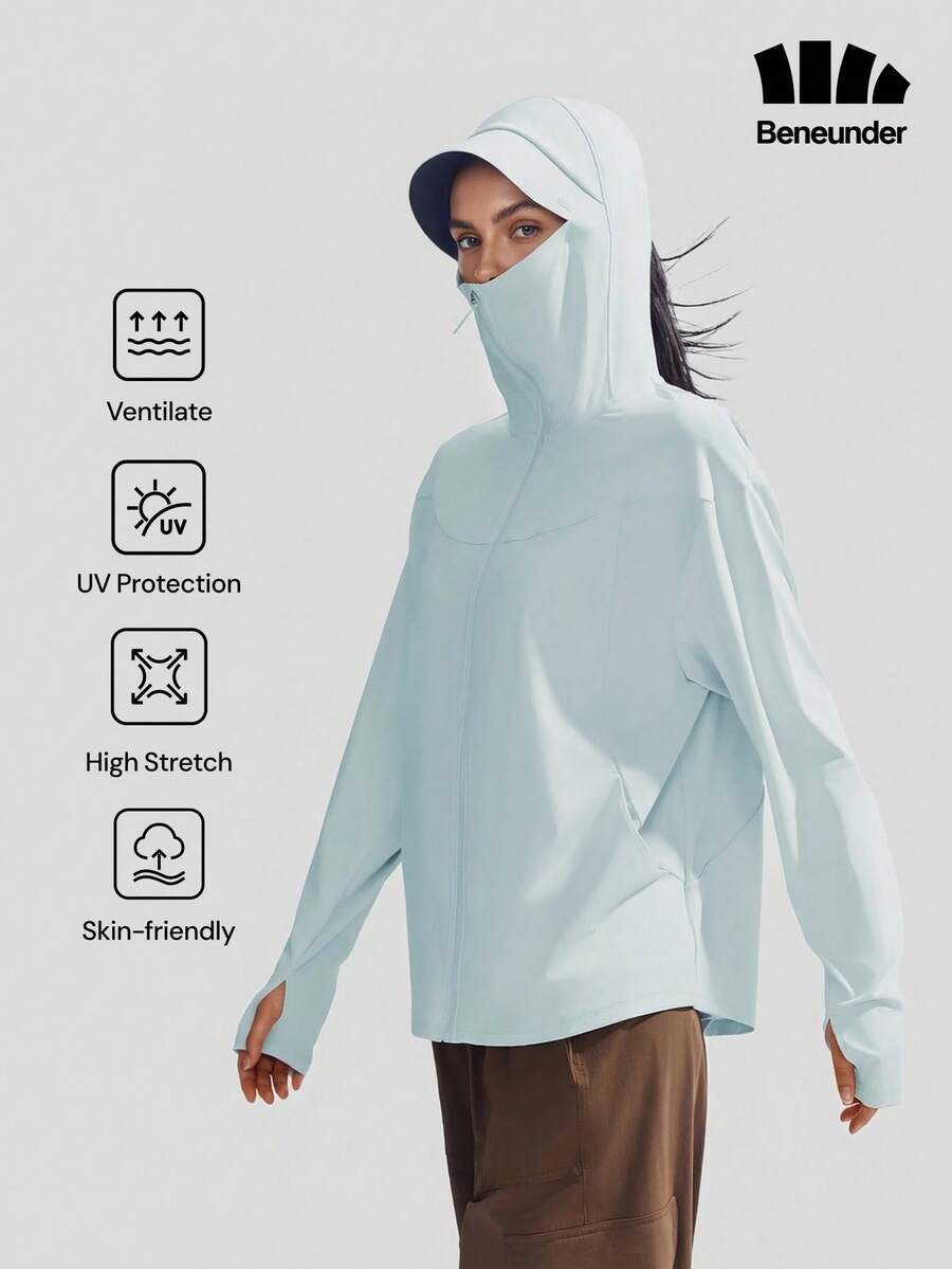 Beneunder Women's Cooling Sun-Protective Jacket (Loose Fit) AL010 - Baby Blue - View 1
