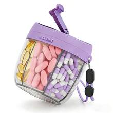 Portable Travel Pill Box, 7-Day Large Capacity Pill Organizer, Rotating Weekly Vitamin Dispenser, Wide Opening Design, Convenient For Elderly Medication, Suitable For Travel, Camping, Gym And Daily Use - Multi-compartment Rotating Pill Box - View 10