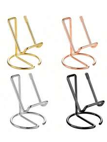 1pc Minimalist Iron Wire Metal Desktop Phone Tablet Holder, Universal Cell Phone Stand For Desk, Creative Tabletop Decor Ornament, Practical Home Office Desk Accessory, Compatible With Smartphones & Tablets - Wrought Iron - View 6