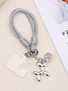 1pc Braided Rope Phone Wrist Lanyard, Balloon Dog & Dice Charm Anti-Lost Hand Strap With Transparent T Patch, Minimalist Phone Case Wrist Strap Accessory - Multicolor - View 7