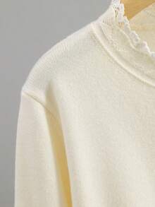 BYGOUBY Jaket Sweater Lembut Lengan Panjang Bertepi Bergelombang dengan Hiasan Renda untuk Wanita Musim Gugur/Dingin - Aprikot - View 10