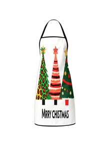 2件組豹紋聖誕樹廚房圍裙套裝，波希米亞混搭圖案聖誕樹配Merry Christmas字樣，防水可調節式圍裙，節慶假期烹飪烘焙圍裙，送給女性的聖誕禮物，廚房裝飾 - 彩色 - 查看 9