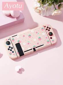 Ayotu Cartoon Strawberry & Dot & Flower Pattern Game Console Shell And Accessories Compatible With Switch/Switch OLED/Switch Lite, Includes Protective Case, Storage Bag, Dock Shell, Controller Protective Cover And More Styles To Choose From, Back To School Gift/Birthday Gift/Anniversary Gift. - View 29