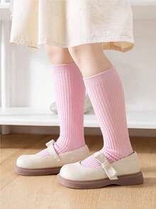 1 Pair Kids Solid Color Straight Socks, 2-7 Years Old Children Candy Color Calf Socks, Versatile Mid-Calf Socks Suitable For All Seasons - Multicolor - View 18