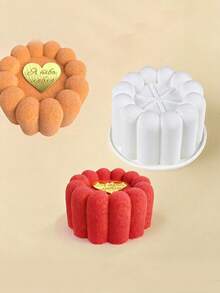 Flower Silicone Cake Mold, Nonstick Baking Pan For Pudding Mousse Chocolate Jelly Muffin Bread Cheesecake - White - View 3