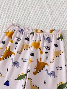 Young Boy 2-Piece Set Long Sleeve Top And Pants Pajama Set, Spring/Autumn/Winter Base Layer, Unisex For Boys And Girls, Ages 4-12 - Multicolor - View 5