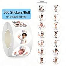 500pcs K-Pop CORTI/S All Members Chef Big Head Sticker, Highly Attractive Handsome Star Photo Sticker, KP/OP Fan Support Merchandise, Planner DIY, Water Cup, Phone, Gift Box Sealing Label Sticker, Back To School Gift For Fellow Fans And Best Friends - Multicolor - View 2
