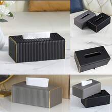 Extra Large Tissue Box, PU Leather Rectangular Tissue Box, Napkin Dispenser, Decorative Storage Box/Organizer, Suitable For Bathroom Vanity, Bedside Table, Coffee Table, Home, Office Desk And Car - Multicolor - View 3