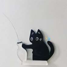 1pc Cat Whisker Hair Collector (Self-Assembly Required), Black Cat Vase Fridge Magnet, Acrylic Cat Push Bottle Magnetic Fridge Magnet, Cat Souvenir, Vase Can Hold Fresh Flowers, Multifunctional, Fun And Interesting Small Gift For Friends. - one-size - View 9