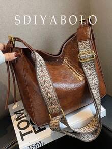 Bolso De Hombro Grande De Mujer Con Capacidad Para Bolso Cruzado - Marrón - Ver 1