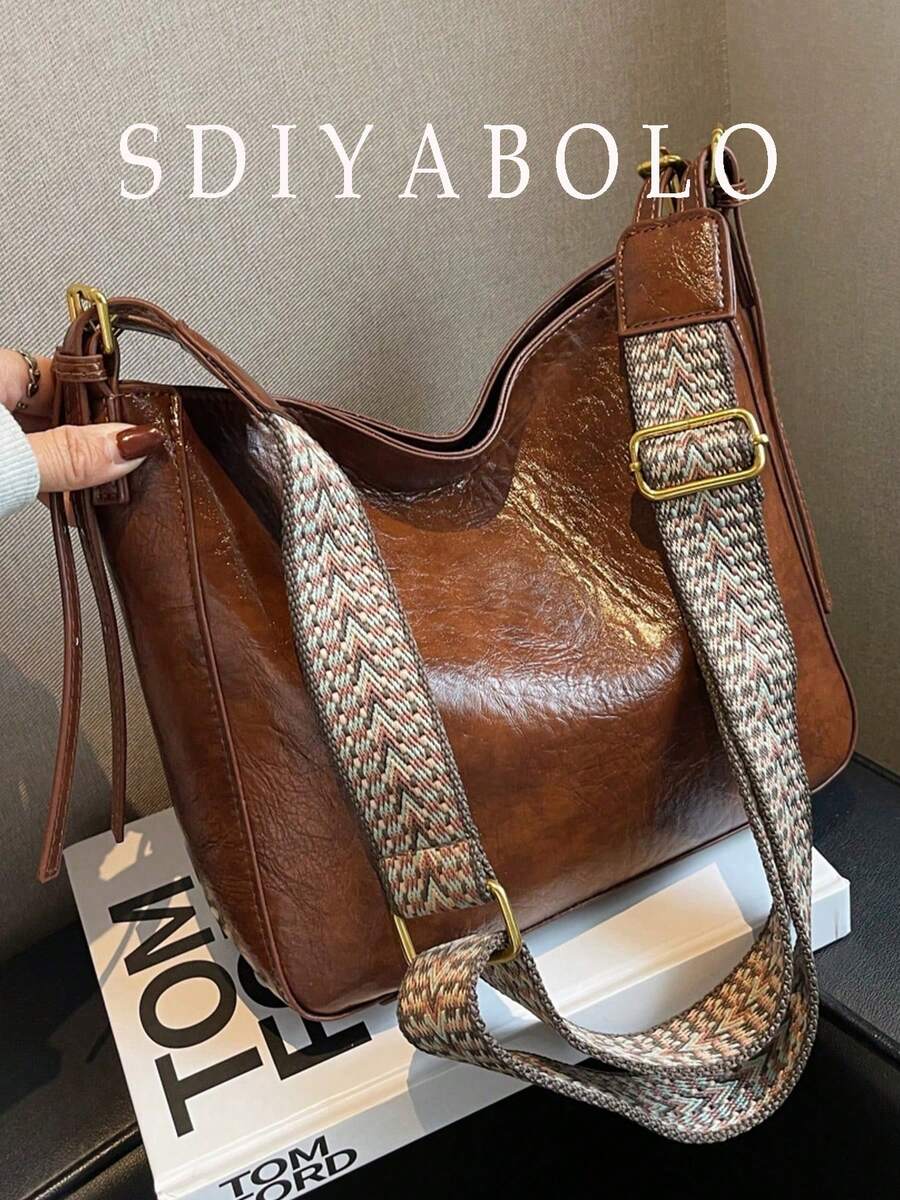 Bolso De Hombro Grande De Mujer Con Capacidad Para Bolso Cruzado - Marrón - Ver 1