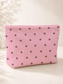 Nova Bolsa de Maquiagem de Veludo Cotelê com Estampa de Bolinhas Rosas | Bolsa de Armazenamento de Cosméticos | Bolsa Organizadora de Viagem | Essencial de Viagem | Bolsa de Higiene Pessoal | Bolsa de Armazenamento para Piscina | Presente do Dia das Mães | Presente do Dia dos Professores | Adequado para Mãe, Professora, Amiga e Enfermeira | Essencial de Outono | Essencial para Casa | Design Fácil de Limpar | Caixa de Maquiagem Portátil | Essencial para Faculdade - Multicolorido - Visão 7
