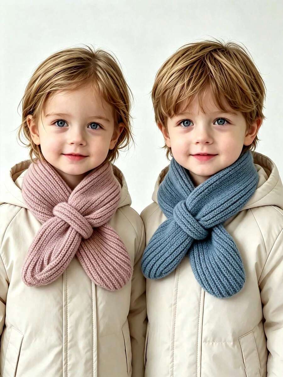 Baby Winter Solid Color Versatile Knitted Hooded Scarf - Fashionable Soft Wool Scarf, Suitable For Outdoor Use - Multicolor - View 1