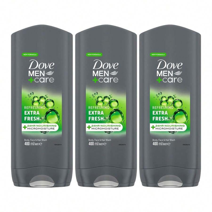 Dove Men+Care Body + Face Wash, Extra Fresh 3-Pack + Travel-Size, 24H Nourishing MicroMoisture - Extra Fresh - View 1