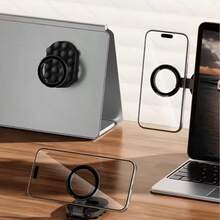 Suction Cup Magnetic Mount Phone Holder, Foldable Rotating 3-In-1 Multi-Function Phone Stand - Black - View 4