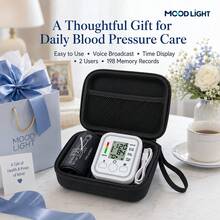 MOOD LIGHT Automatic Upper Arm Blood Pressure Monitor With Storage Case, Digital BP Machine With Cuff, Voice Broadcast, Large LCD Display,  Time Display, Home Blood Pressure Cuff Set, Gift For Seniors & Parents - Blood Pressure Monitor + Case - View 5