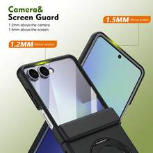 VIETAO Dudukan Ponsel Portabel Berputar 360 Derajat Tak Terlihat dengan Pengisian Daya Nirkabel, Casing Pelindung Ponsel yang Kompatibel dengan Galaxy Z Flip 8 7 6 Flip8, Pelindung Layar Kaca Tempered, Penutup Ponsel Lipat. - Hitam - View 7