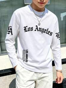 Teen Boy Casual Fun Print Crew Neck Pullover Long Sleeve T-Shirt Autumn/Winter Top - White - View 1